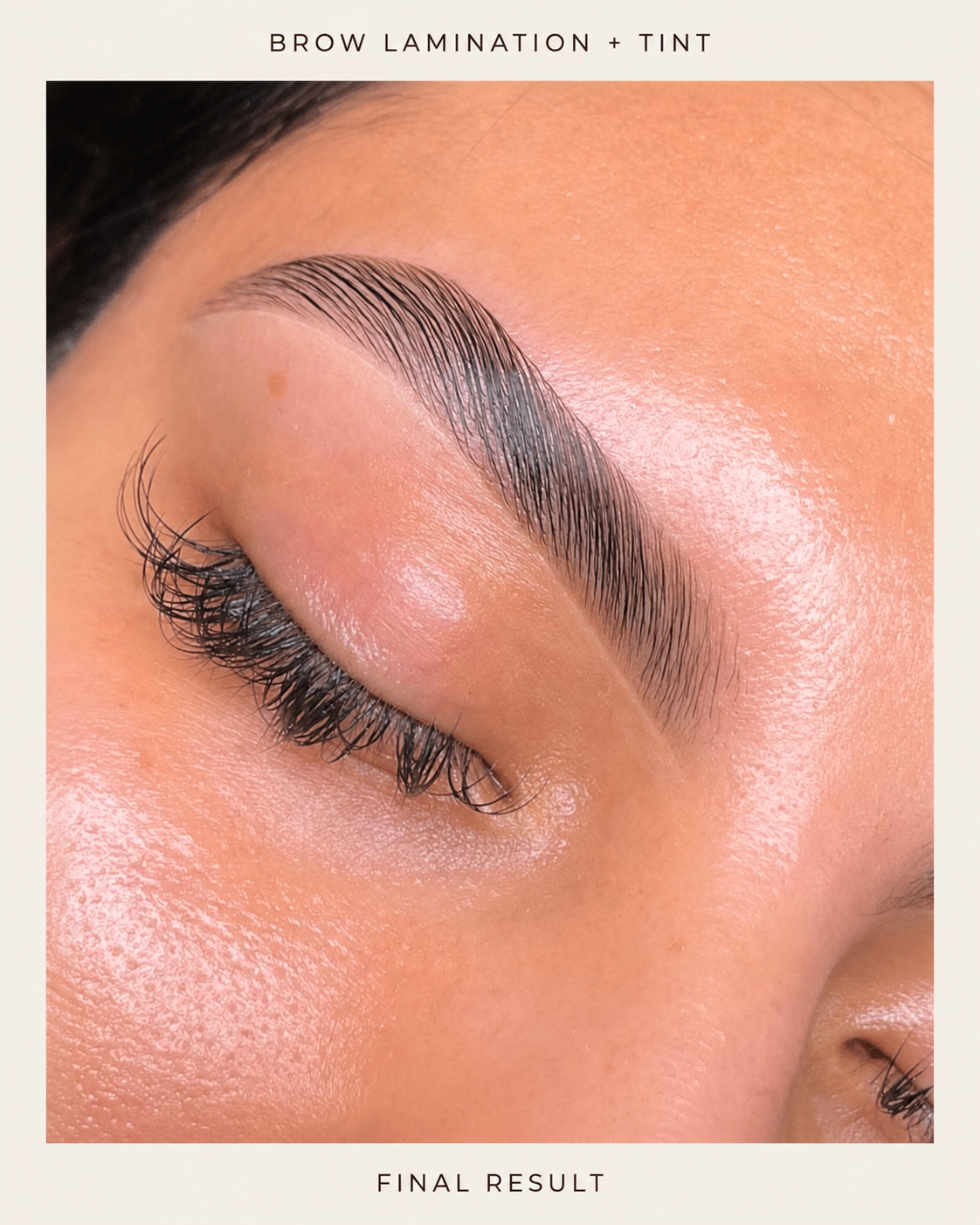 Final result of a brow lamination and tint service
