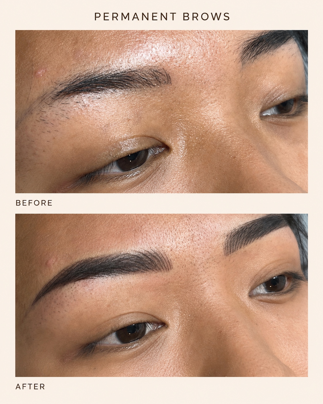 Permanent Brows before & after by Riça at Dani Esthetics