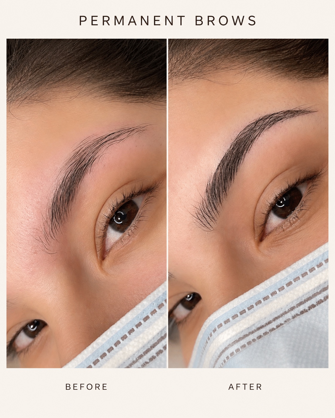 Permanent Brows before & after by Riça at Dani Esthetics